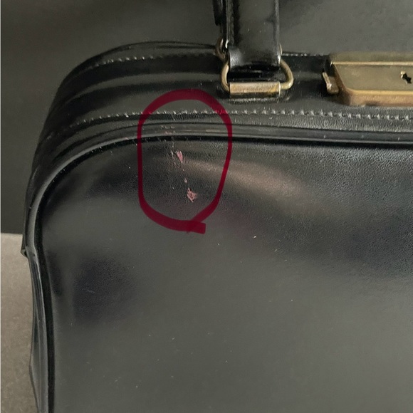 Vintage Top Handle Black Leather Doctors Bag With Key - Picture 3 of 16